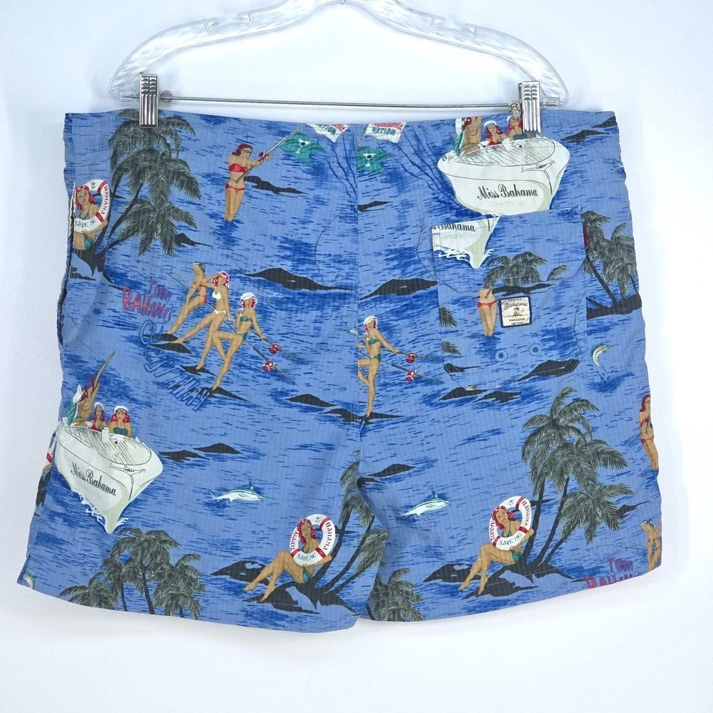 VTG 90s Tommy Bahama Swim Shorts Trunks Medium Paradise Nation Lined Tropical